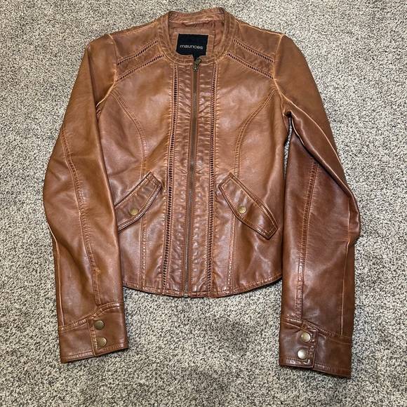 Maurices Jackets & Blazers - Maurices Tan Leather Jacket for Women XS